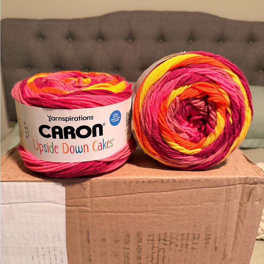Caron Upside Down Cakes Multicolor Yarn - Pink, Yellow, Orange
